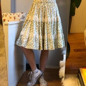 vintage 70’s prairie style floral midi skirt